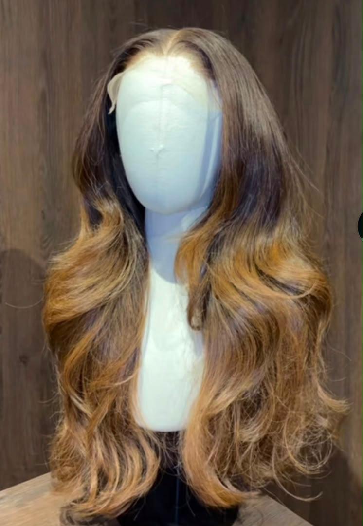  2 toned raw wavy  luxury human hair wig