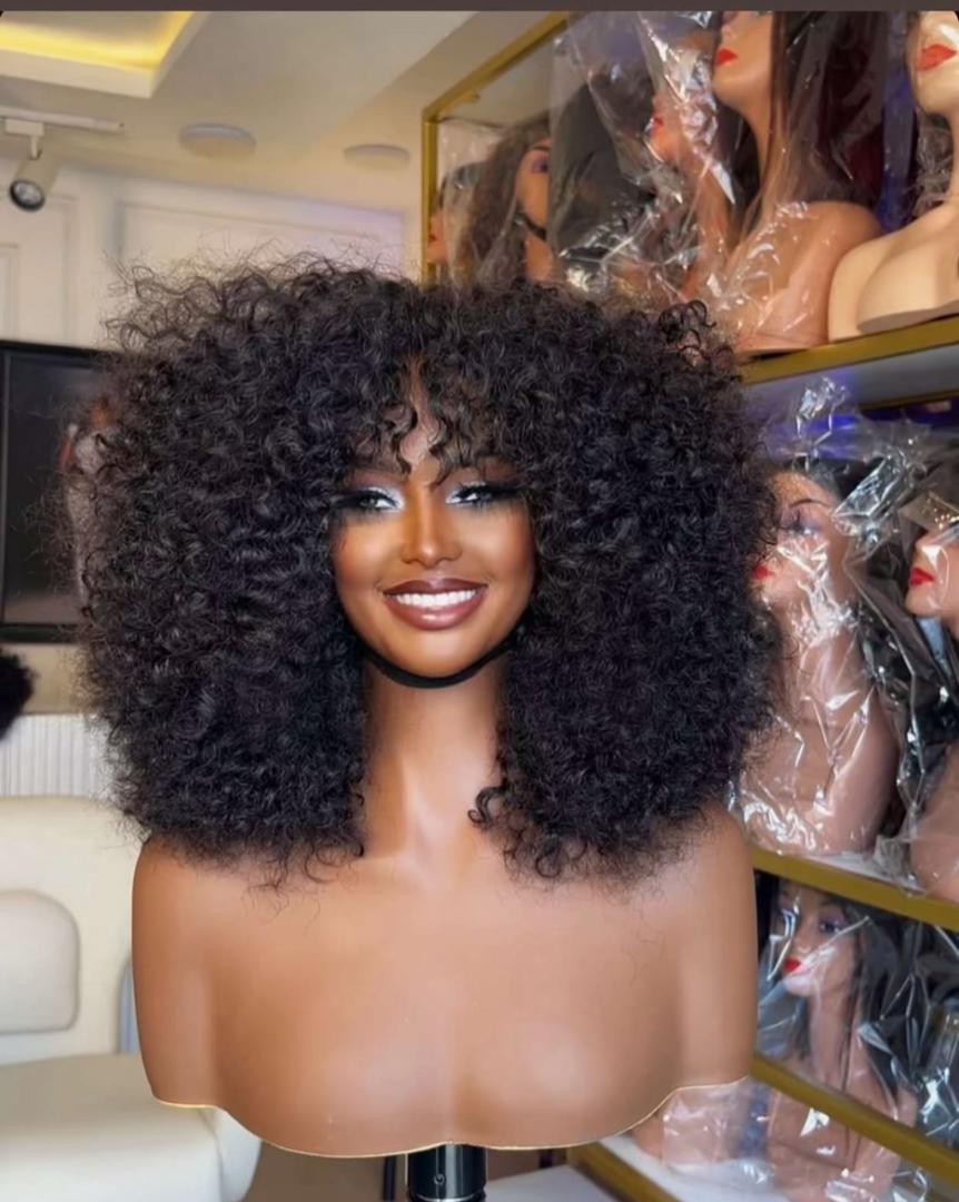 Fringe pixie curls  luxury human hair wig