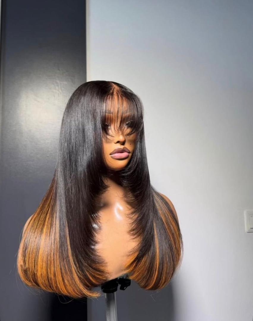  2 toned bonestraight  luxury human hair wig