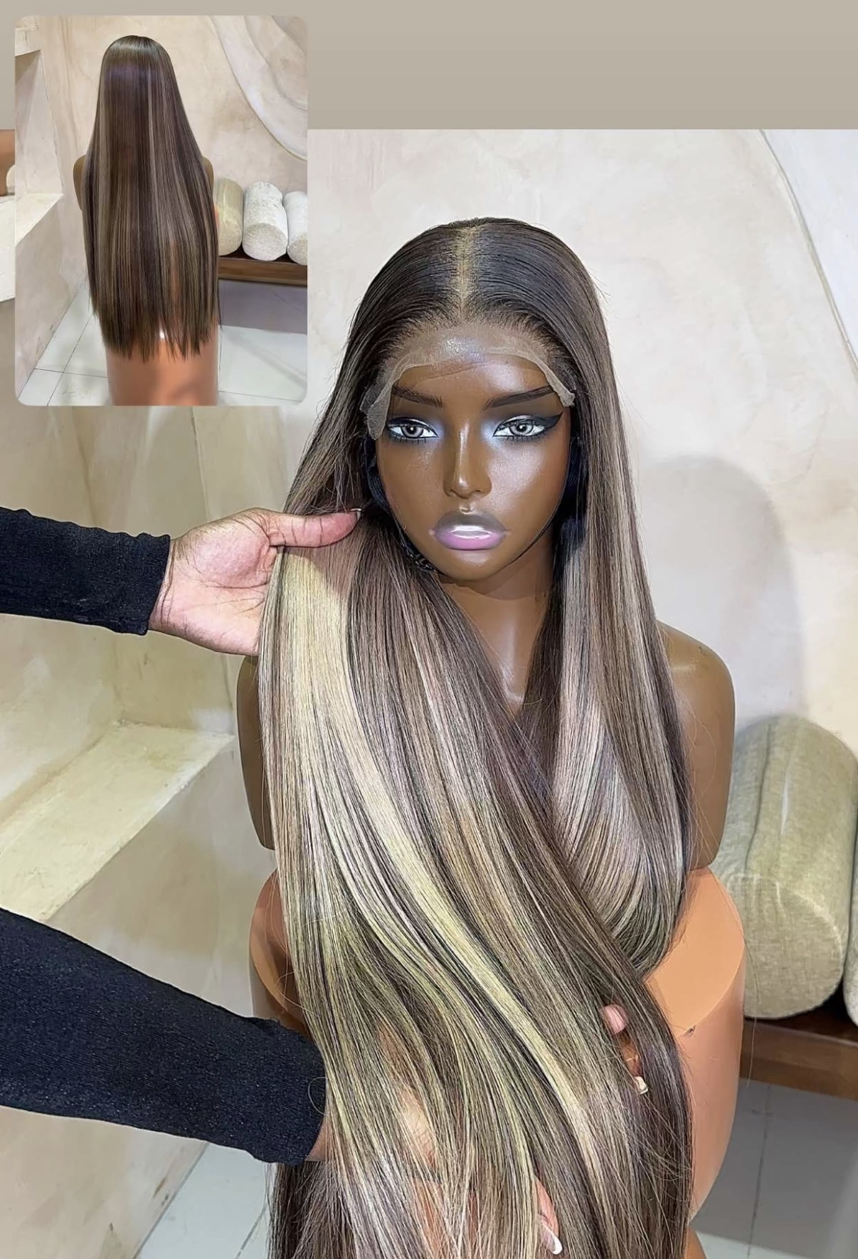 Custom colored raw babythin  luxury human hair wig