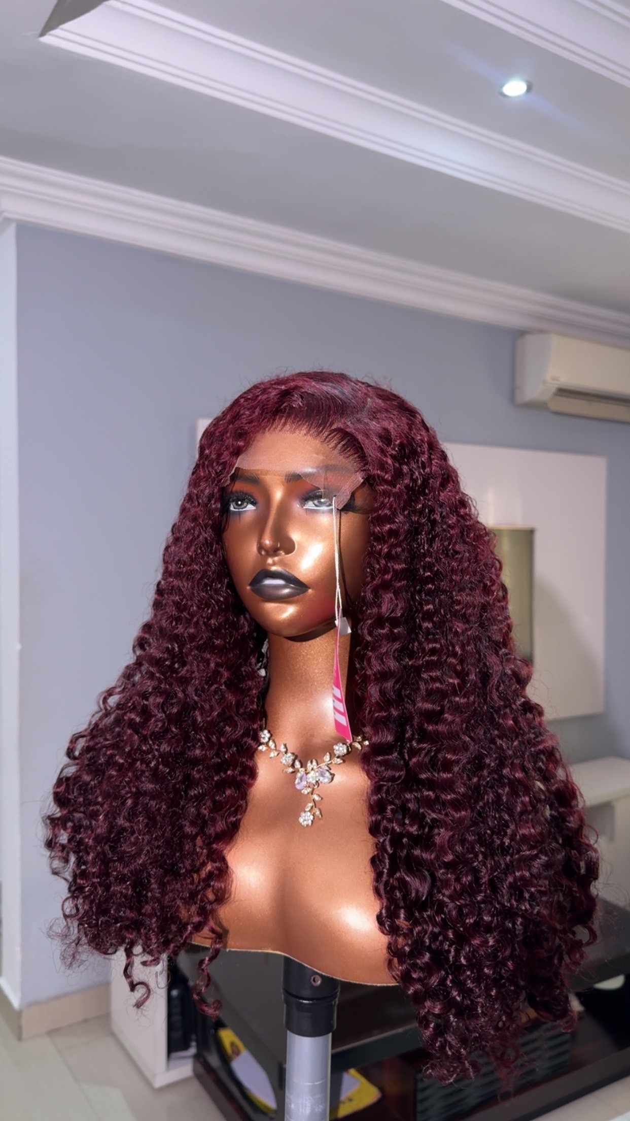 Burgundy pixie curls luxury human hair wig