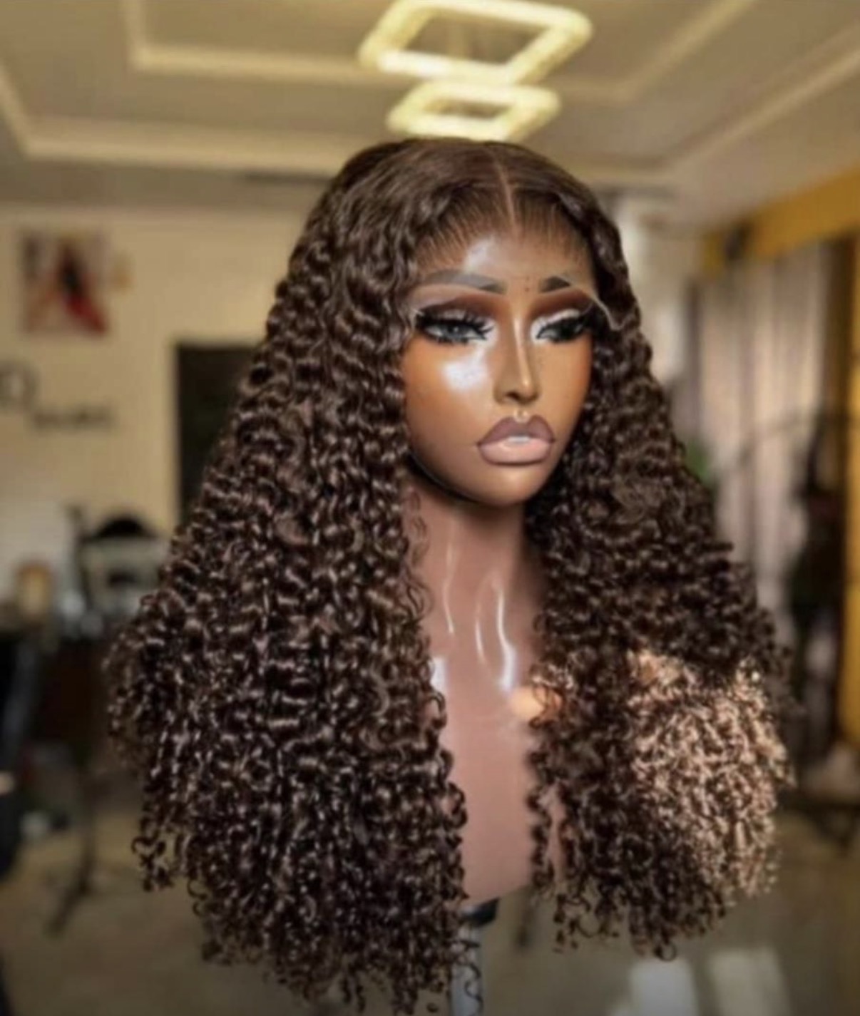 Brown pixie curls luxury human hair wig