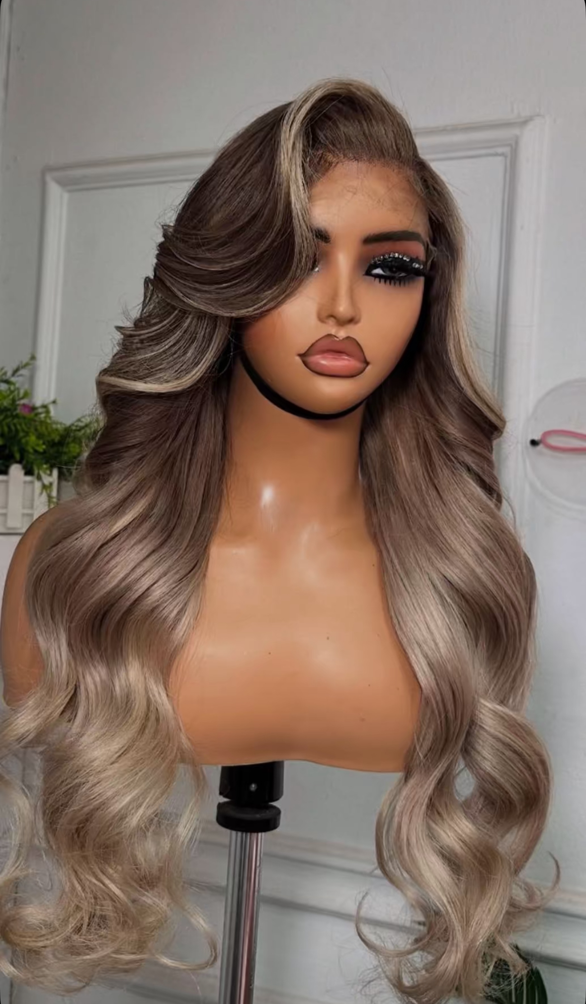 Custom colored raw wavy luxury human hair wig