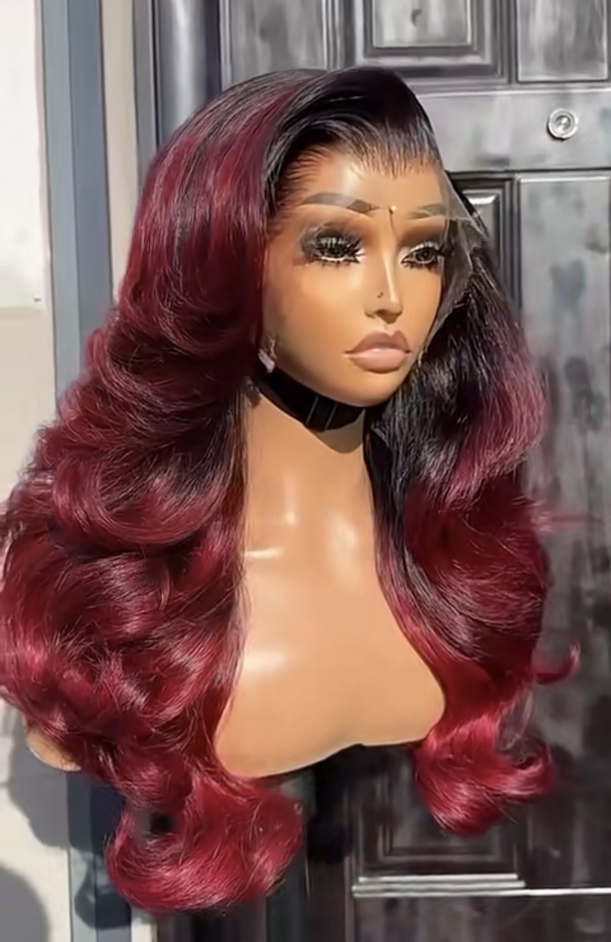 Custom colored wavy  luxury human hair wig